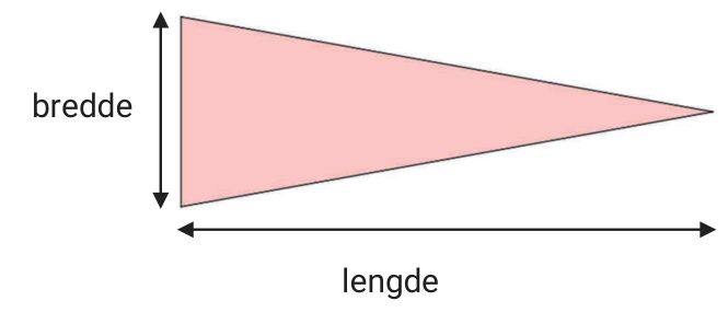 Vimpel-trekant med bredde og lengde