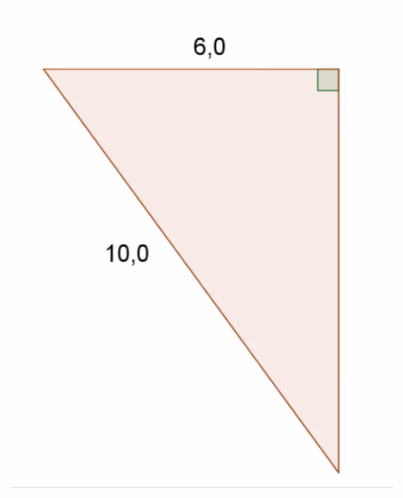 Rettvinklet trekant med katet 6{,}0 og hypotenus 10{,}0