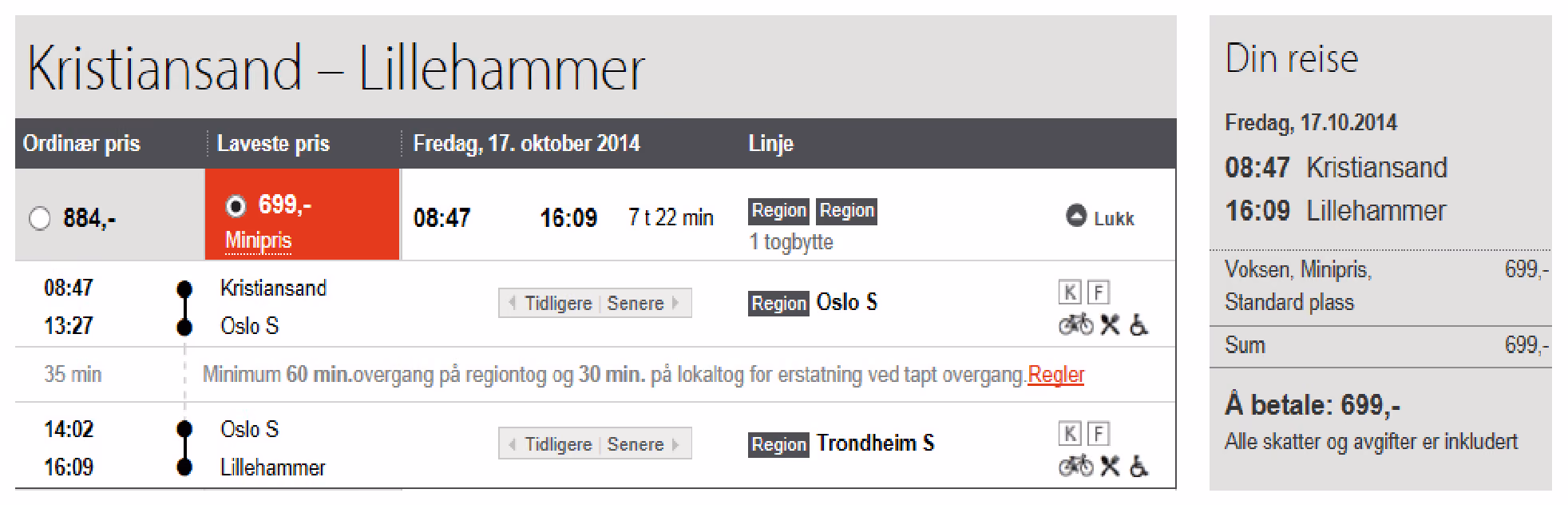 Reisesøk på nsb.no