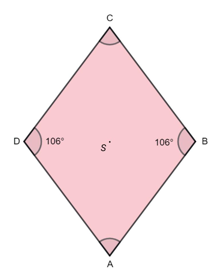 Rombe ABCD med diagonaler