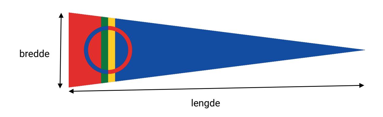 Vimpel. Kilde: https://commons.wikimedia.org/wiki/File:Sami-Peoples-Vimpel-Pennant-Flag.png