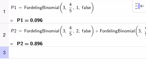 Binomisk sannsynlighet i GeoGebra CAS