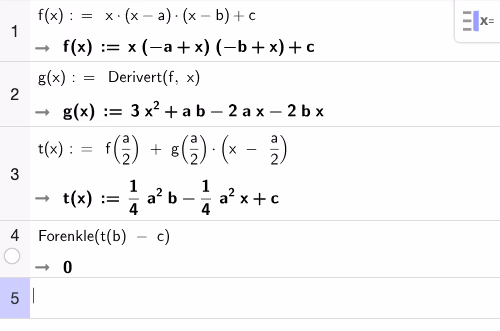 Skjermbilde av GeoGebra CAS