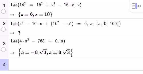GeoGebra CAS – løsning av likningen