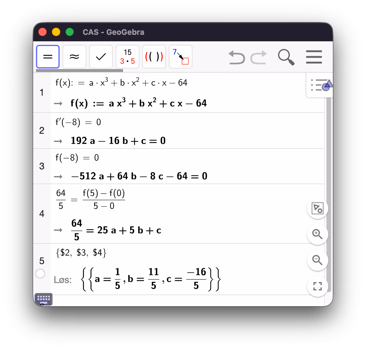 Løsning av likningssystem i GeoGebra