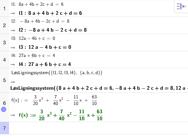 GeoGebra CAS — likningssystem og løsning