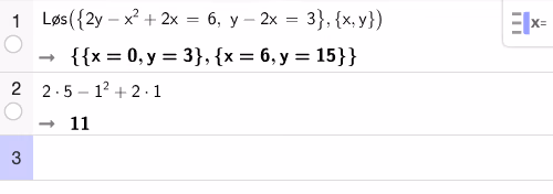 CAS-utregning av likningssystemet for a=6 og av a i b)