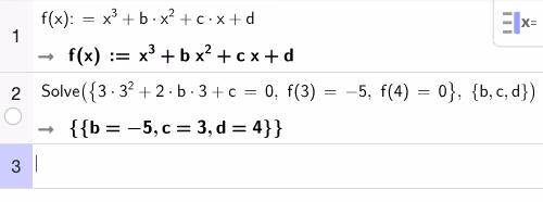 Løsning av likningssystemet i GeoGebra CAS