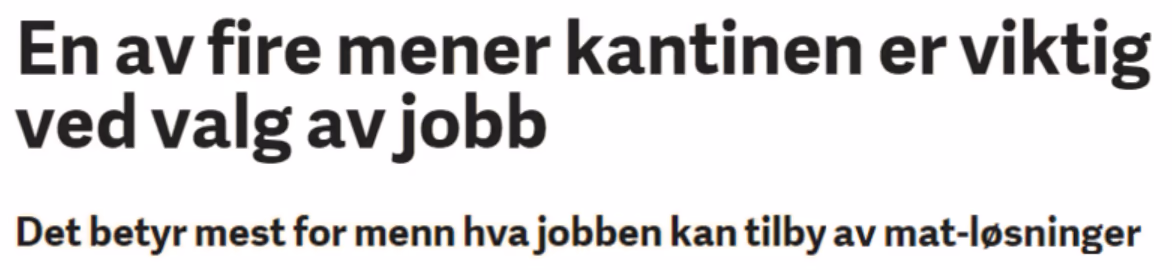 Nyhetsoverskrift om kantinepreferanser