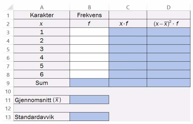 Regneark for karakterberegning