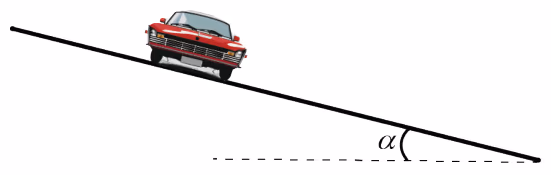 Bil i dossert sving med dosseringsvinkel alfa