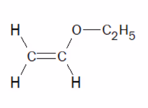 Strukturformel for monomeren H2C=CH–O–C2H5