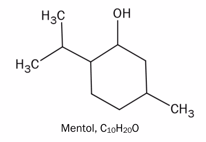 Skjelettformel for mentol, C10H20O