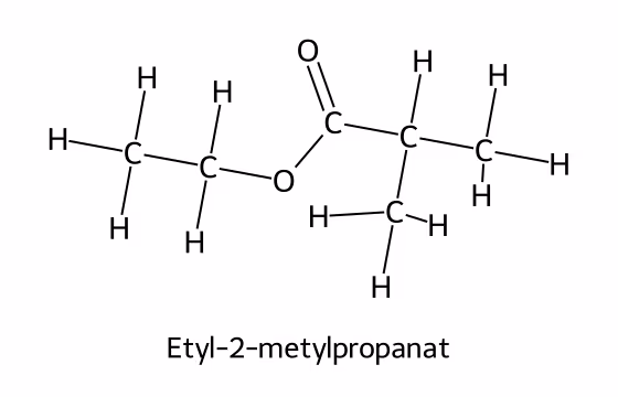 Strukturformel for etyl-2-metylpropanat