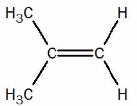 Strukturformel for 2-metylpropen