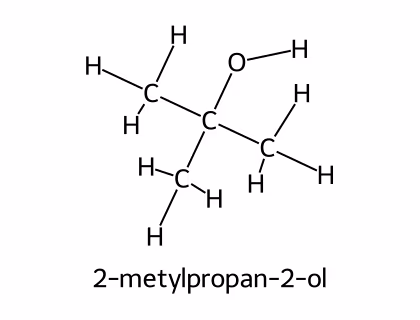 Strukturformel for 2-metylpropan-2-ol