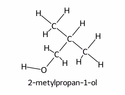 Strukturformel for 2-metylpropan-1-ol