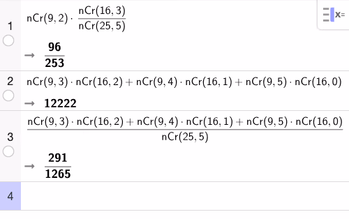 Kombinatorisk sannsynlighet i GeoGebra CAS