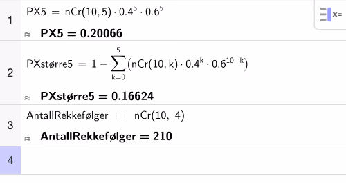 Binomisk fordeling, CAS