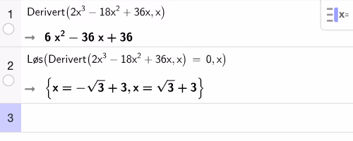 Derivasjon og løsning av T'(a)=0 i GeoGebra CAS