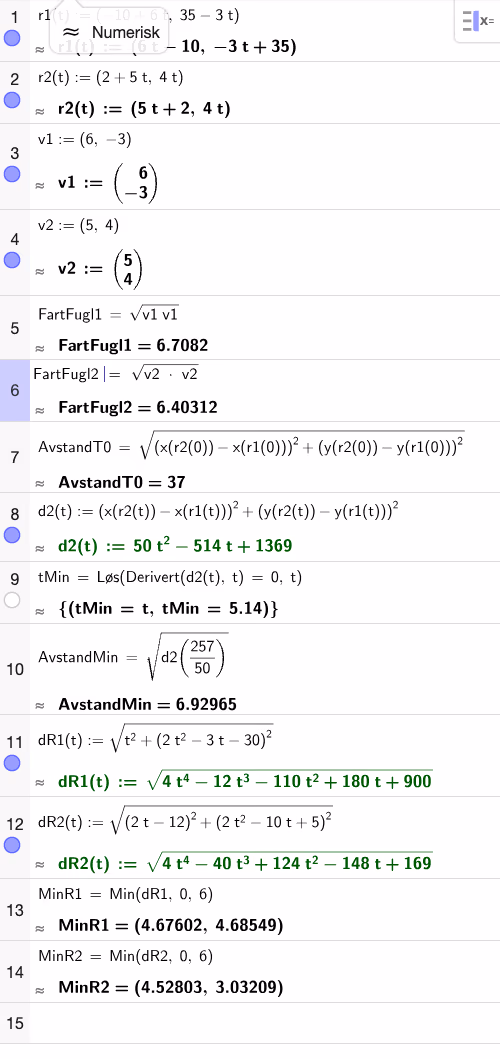 GeoGebra CAS – posisjonsvektorer