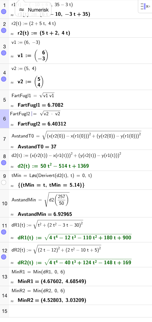 GeoGebra CAS – posisjonsvektorer