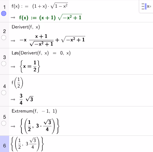 Løsning i GeoGebra CAS