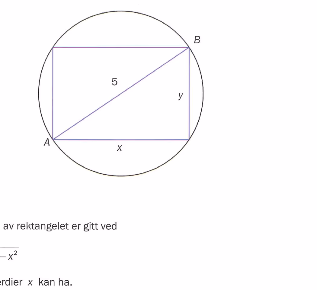 Rektangel innskrevet i sirkel med diameter 5