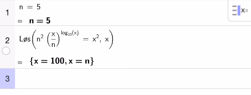 Løsning av likningen i GeoGebra CAS