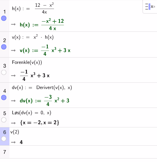 Løsning i GeoGebra CAS