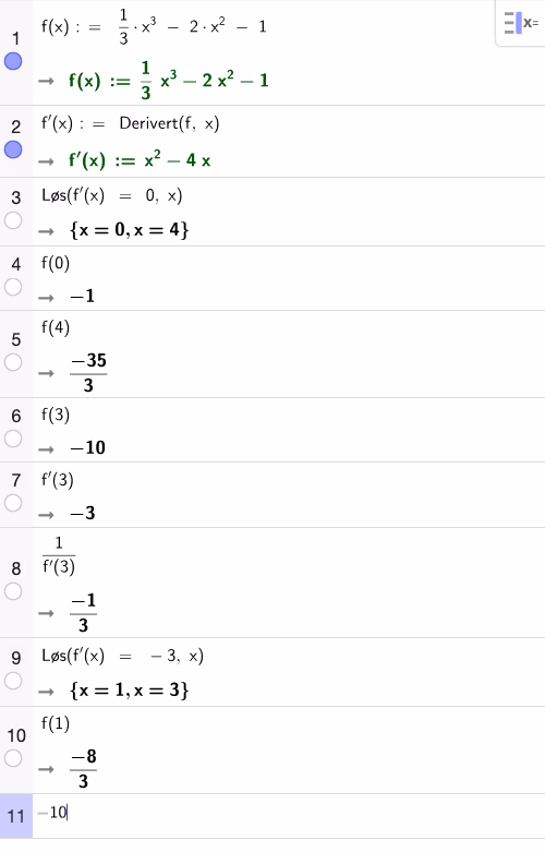 GeoGebra CAS – omvendt funksjon og tangentlikninger