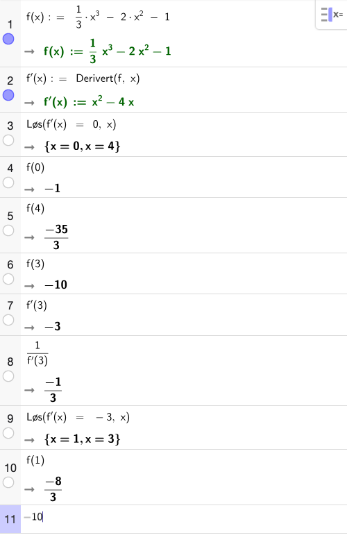 GeoGebra CAS – omvendt funksjon og tangentlikninger