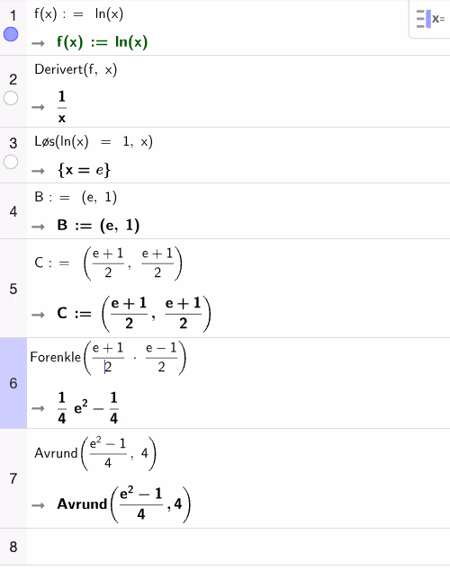 GeoGebra CAS – tangentbetingelse og trekantareal