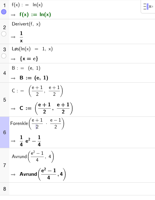 GeoGebra CAS – tangentbetingelse og trekantareal