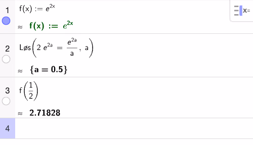 GeoGebra CAS – tangent fra origo