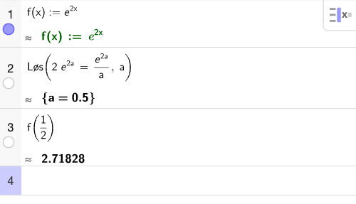 GeoGebra CAS – tangent fra origo