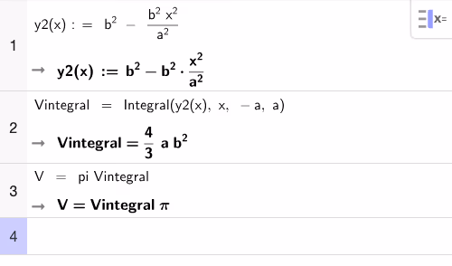 CAS-beregning av integralet for volumet av ellipsoiden