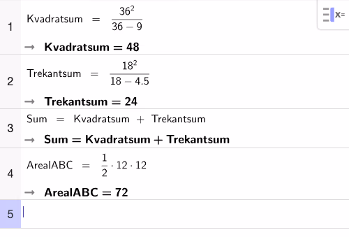 Kvadratsum og trekantsum i CAS