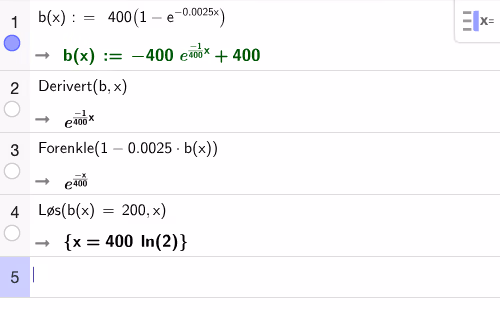 Verifikasjon av B(x) i CAS