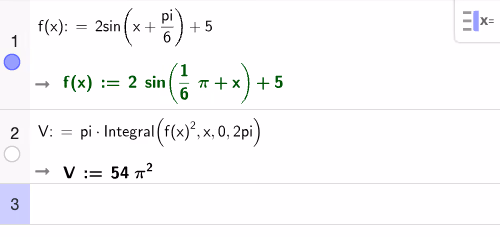 GeoGebra CAS – volum av omdreiingslegemet
