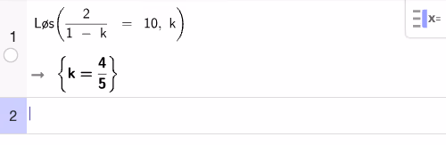 GeoGebra CAS løsning for oppgave 2-3b