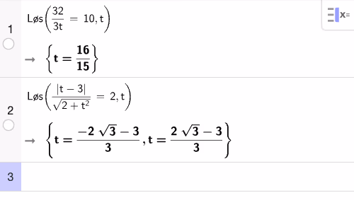Løsning i GeoGebra CAS