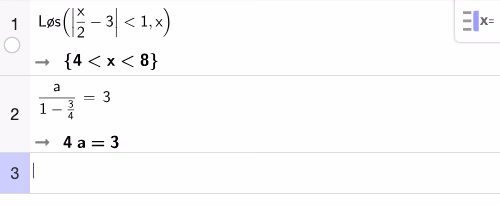 Løsning i GeoGebra CAS