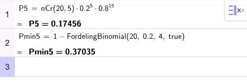 Binomisk sannsynlighet i CAS