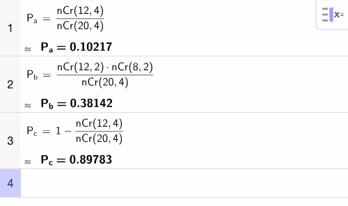 Beregning av sannsynlighetene i GeoGebra CAS