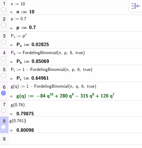 GeoGebra CAS-utregning