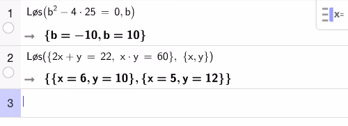 Løsning i GeoGebra CAS