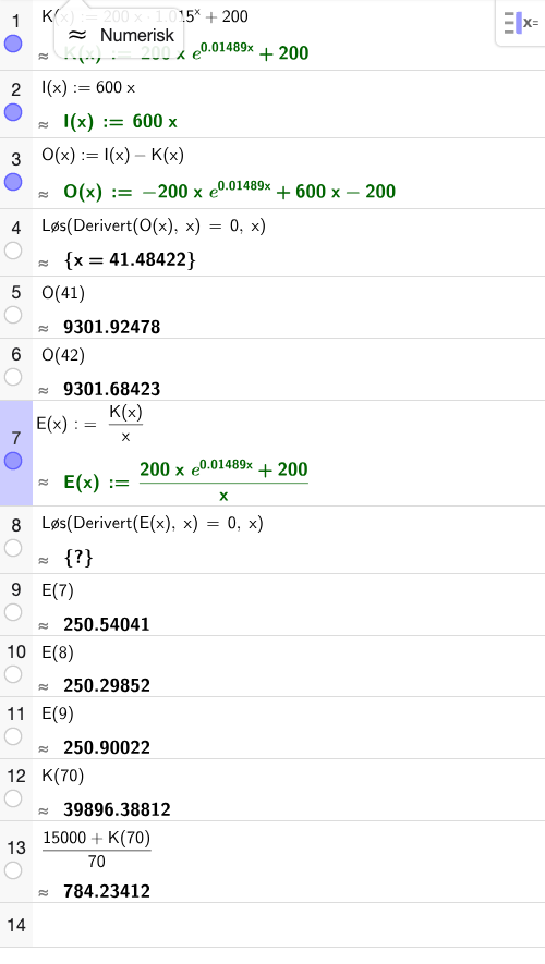 GeoGebra CAS – Edison biler