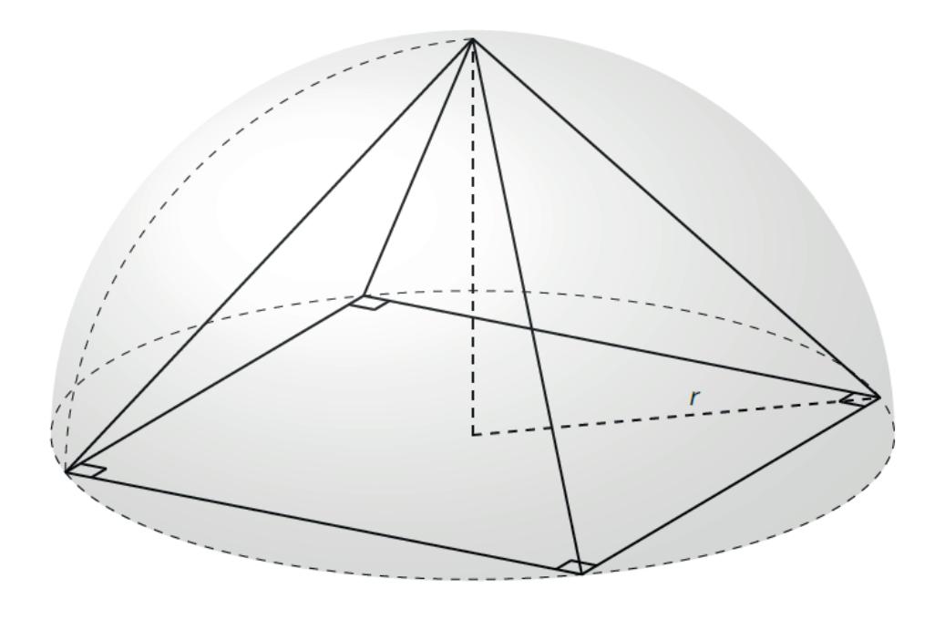 Halvkule med innskrevet pyramide