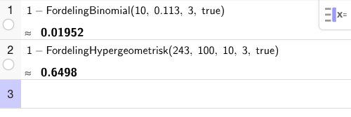 GeoGebra CAS – binomisk og hypergeometrisk